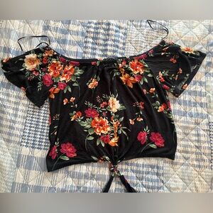 Cropped Floral Off-Shoulder Top